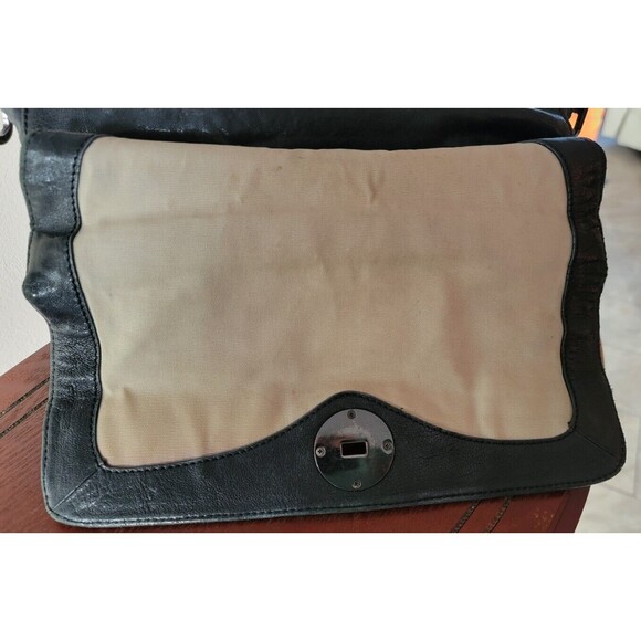 Tory Burch Audra Glazed Leather Black Satchel Bag - Picture 7 of 14